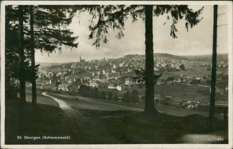 Alte Ansichtskarte St. Georgen (Schwarzwald), Gesamtansicht