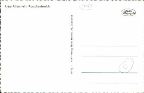 Adressseite der Ansichtskarte Korschenbroich, Kreis-Altersheim
