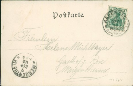 Adressseite der Ansichtskarte Ravensburg, Blick v. d. Veitsburg