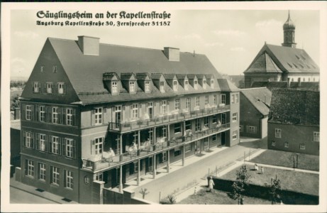 Alte Ansichtskarte Augsburg, Säuglingsheim an der Kapellenstraße