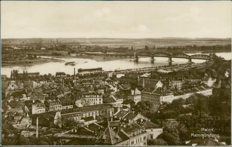 Alte Ansichtskarte Mainz, Mainmündung