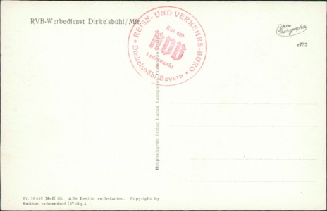 Adressseite der Ansichtskarte Dinkelsbühl/Mfr., Luftaufnahme