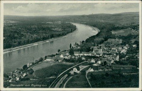 Alte Ansichtskarte Rheinweiler vom Flugzeug aus, 