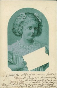 Alte Ansichtskarte Fröhliches Neues Jahr, Mädchen mit Briefumschlag