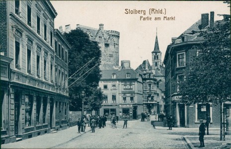Alte Ansichtskarte Stolberg (Rhld.), Partie am Markt