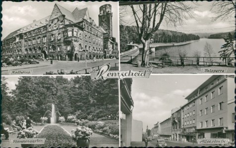 Alte Ansichtskarte Remscheid, Rathaus, Talsperre, Staudengarten, Alleestraße
