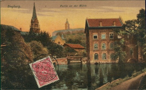 Alte Ansichtskarte Siegburg, Partie an der Mühle