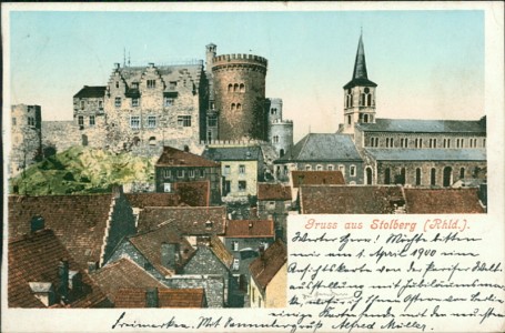 Alte Ansichtskarte Gruss aus Stolberg (Rhld.), Teilansicht