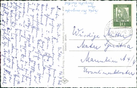 Adressseite der Ansichtskarte Schmallenberg, Gesamtansicht