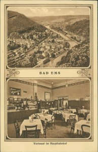 Alte Ansichtskarte Bad Ems, Wartesaal im Hauptbahnhof