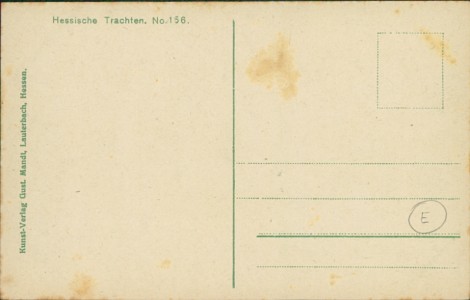 Adressseite der Ansichtskarte Hessische Trachten No. 156, 