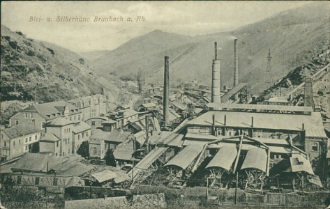 Alte Ansichtskarte Braubach a. Rh., Blei- u. Silberhütte