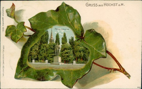 Alte Ansichtskarte Gruss aus Höchst a. M., Bismarckdenkmal
