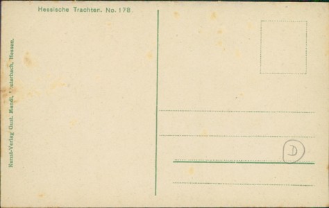 Adressseite der Ansichtskarte Hessische Trachten No. 178, 