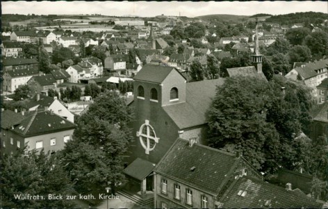 Alte Ansichtskarte Wülfrath, Blick zur kath. Kirche