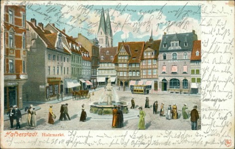 Alte Ansichtskarte Halberstadt, Holzmarkt