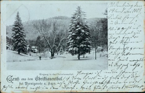 Alte Ansichtskarte Gruß aus dem Christianental bei Wernigerode i. Harz, Eingang in das Christianental