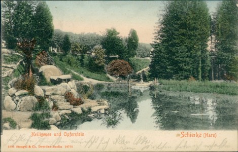 Alte Ansichtskarte Schierke (Harz), Heiligesee und Opferstein