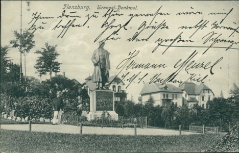 Alte Ansichtskarte Flensburg, Wrangel-Denkmal