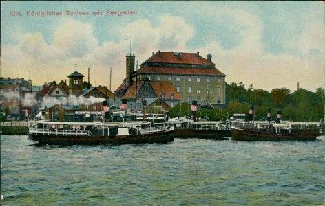 Alte Ansichtskarte Kiel, Königliches Schloss mit Seegarten