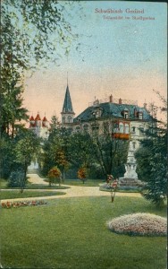 Alte Ansichtskarte Schwäbisch Gmünd, Teilansicht im Stadtgarten