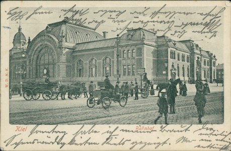 Alte Ansichtskarte Kiel, Bahnhof