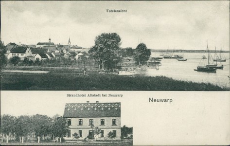 Alte Ansichtskarte Neuwarp, Totalansicht, Strandhotel Altstadt bei Neuwarp