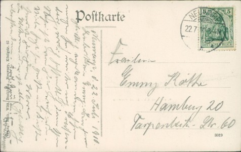 Adressseite der Ansichtskarte Neuwarp, Totalansicht, Strandhotel Altstadt bei Neuwarp