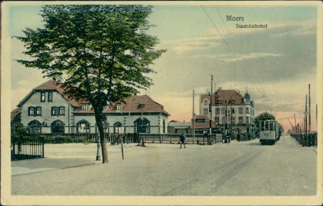Alte Ansichtskarte Moers, Staatsbahnhof