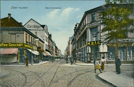 Alte Ansichtskarte Oberhausen, Marktstrasse