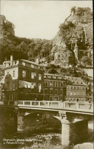 Alte Ansichtskarte Oberstein/Nahe, Marktbrücke u. Felsenkirche