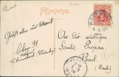Adressseite der Ansichtskarte Rottweil, Total: Höhenluftkurort und Solbad Rottweil a. N.