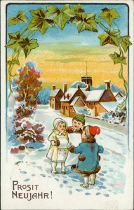 Alte Ansichtskarte Prosit Neujahr, Kinder beim Neujahrssingen