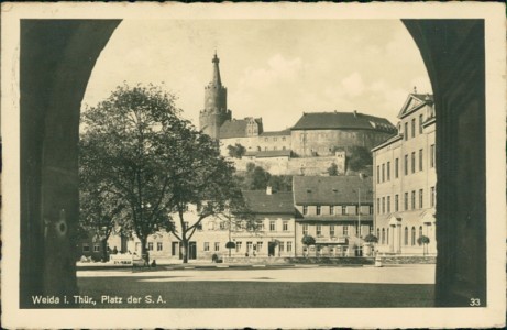 Alte Ansichtskarte Weida i. Thür., Platz der S. A.