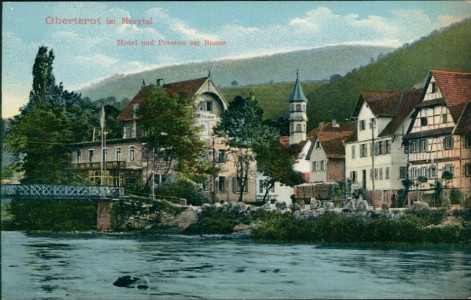 Alte Ansichtskarte Obertsrot im Murgtal, Hotel und Pension zur Blume