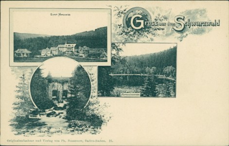 Alte Ansichtskarte Gruss aus dem Schwarzwald, Kurort Herrenwies, Herrenwiesersee, Alte Schwallung