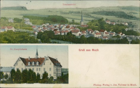 Alte Ansichtskarte Gruß aus Much, Totalansicht, St. Josephshaus