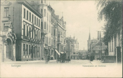 Alte Ansichtskarte Solingen, Kaiserstrasse am Denkmal