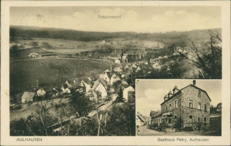 Alte Ansichtskarte Aulhausen, Totalansicht, Gasthaus Petry