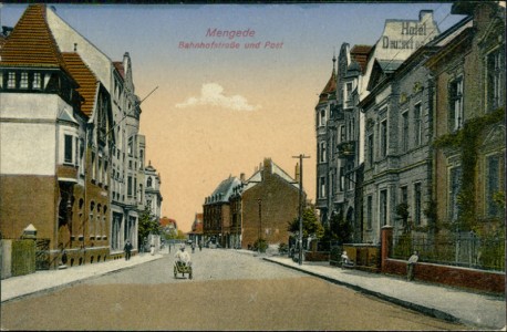 Alte Ansichtskarte Mengede, Bahnhofstraße und Post