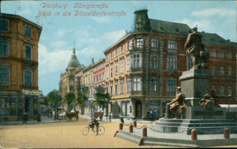 Alte Ansichtskarte Duisburg, Königstraße. Blick in die Düsseldorferstraße