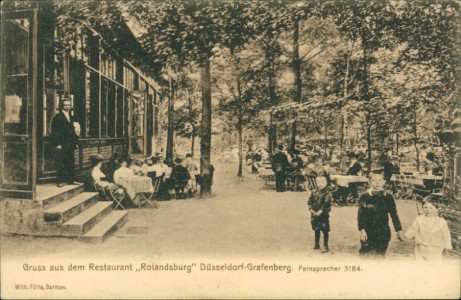 Alte Ansichtskarte Düsseldorf-Grafenberg, Gruss aus dem Restaurant "Rolandsburg", Fernsprecher 3184