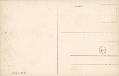 Adressseite der Ansichtskarte Duisburg, Königstrasse mit Papierhandlung u. Einrahmungsgeschäft von Albert Montel