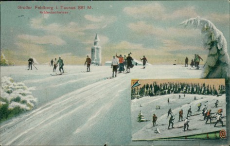 Alte Ansichtskarte Großer Feldberg i. Taunus 881 M., Krätenbachwiese im Winter