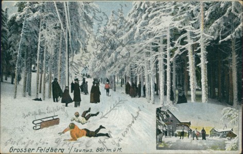 Alte Ansichtskarte Grosser Feldberg i. Taunus, Teilansicht im Winter