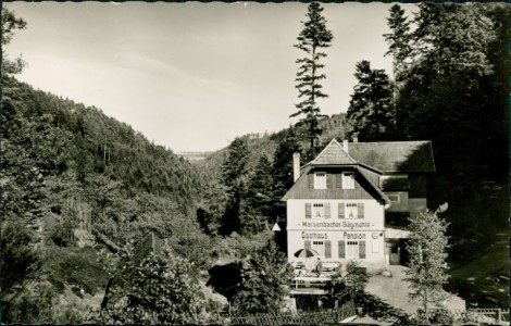 Alte Ansichtskarte Bad Liebenzell / Schwarzwald, Gasthaus u. Pension zur Maisenbacher Sägmühle. Bes.: Oswald Fuhrmann - Tel. Bad Liebenzell 337