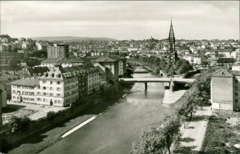 Alte Ansichtskarte Pforzheim, Zusammenfluß Enz - Nagold