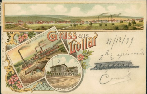 Alte Ansichtskarte Gruss aus Lollar, Main-Weser-Hütte, Bahnhof