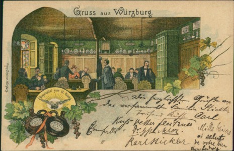 Alte Ansichtskarte Gruss aus Würzburg, Bürgerspital zum hl. Geist