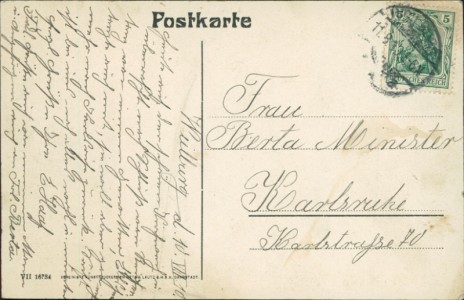 Adressseite der Ansichtskarte Weilburg a. d. Lahn, Ostseite
